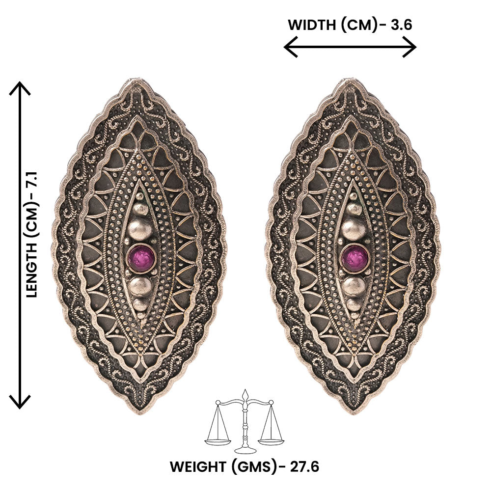 PushpNetra- Silver Brass Stone-Studded Stud Earrings