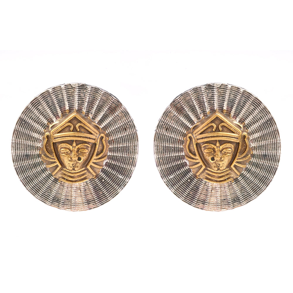 RaviChhavi- Silver Brass Oxidised Stud Earrings