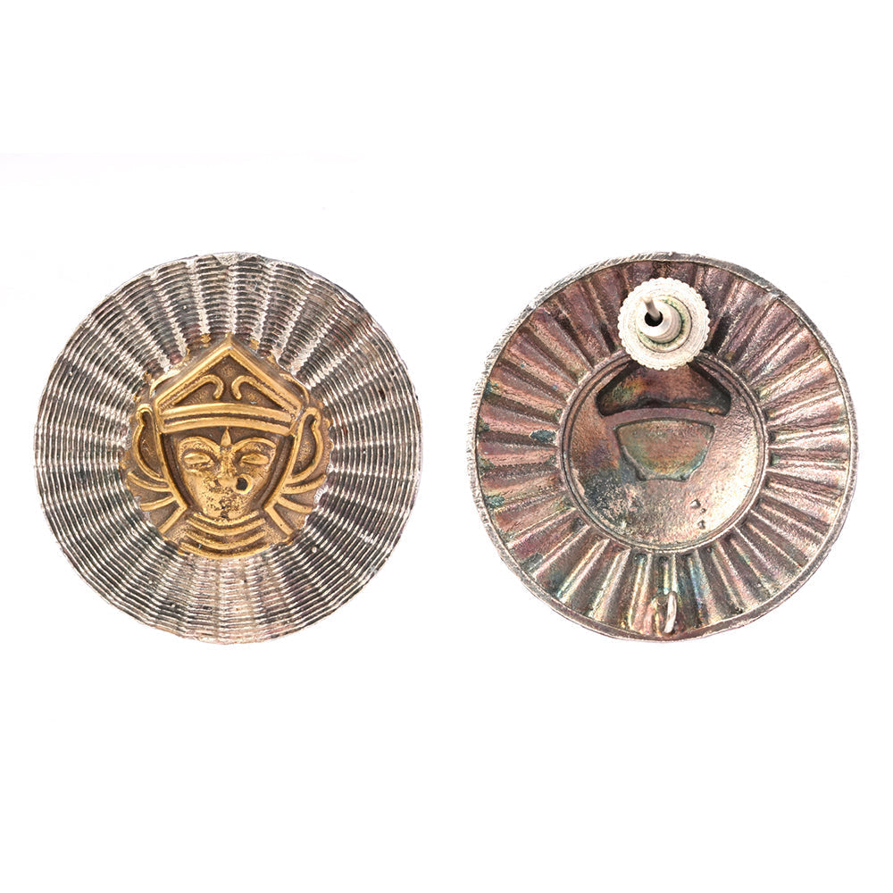 RaviChhavi- Silver Brass Oxidised Stud Earrings