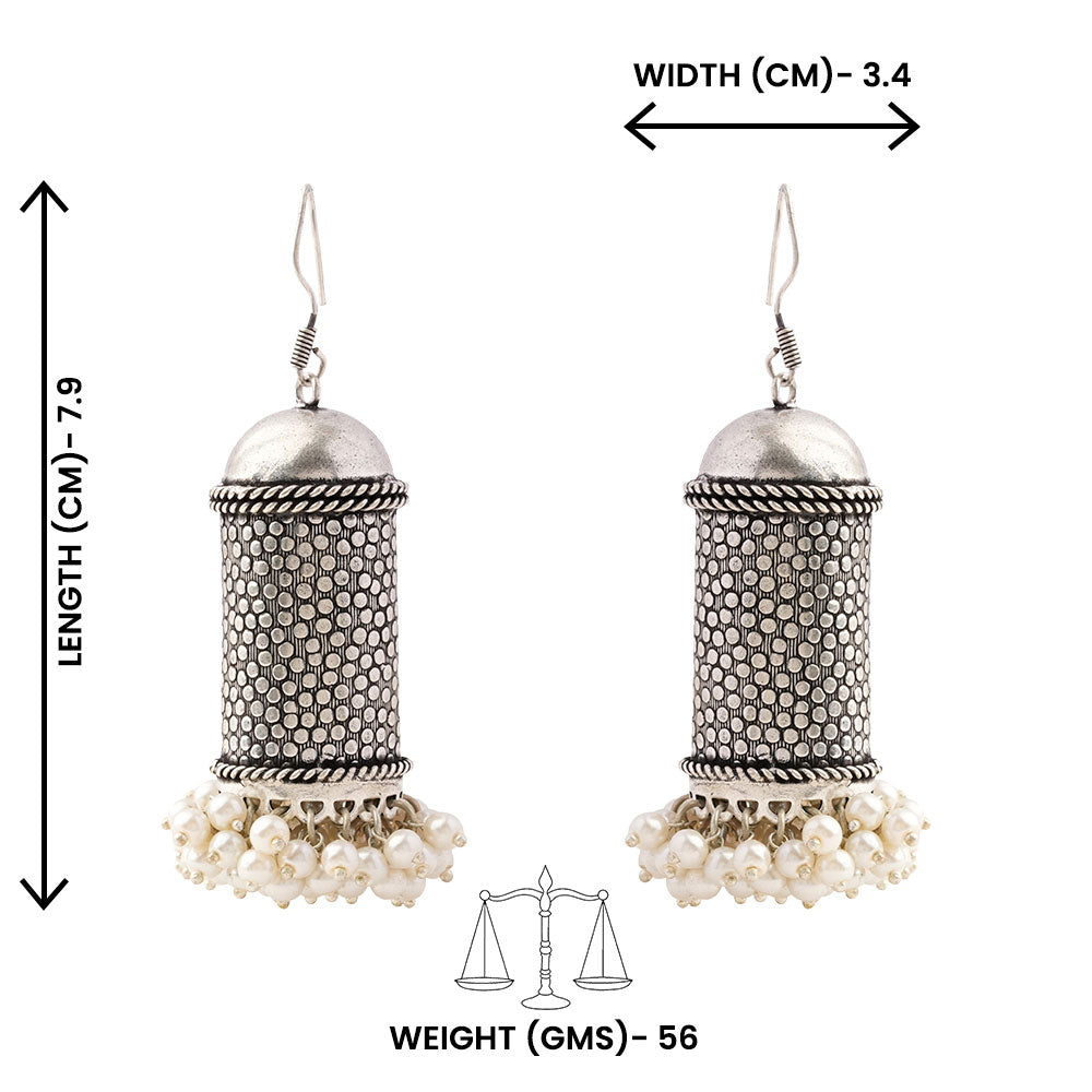 Chamkeeli- Silver Brass Pearl Dangler Earrings
