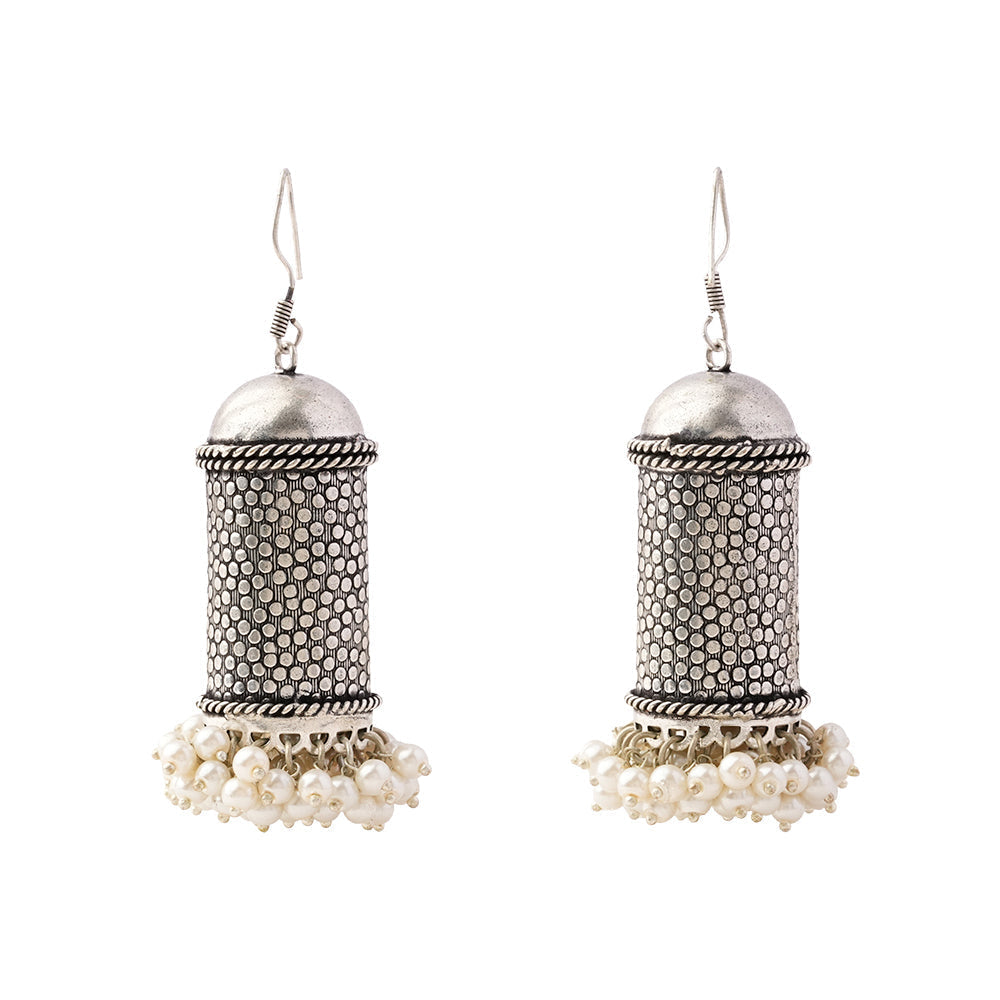 Chamkeeli- Silver Brass Pearl Dangler Earrings