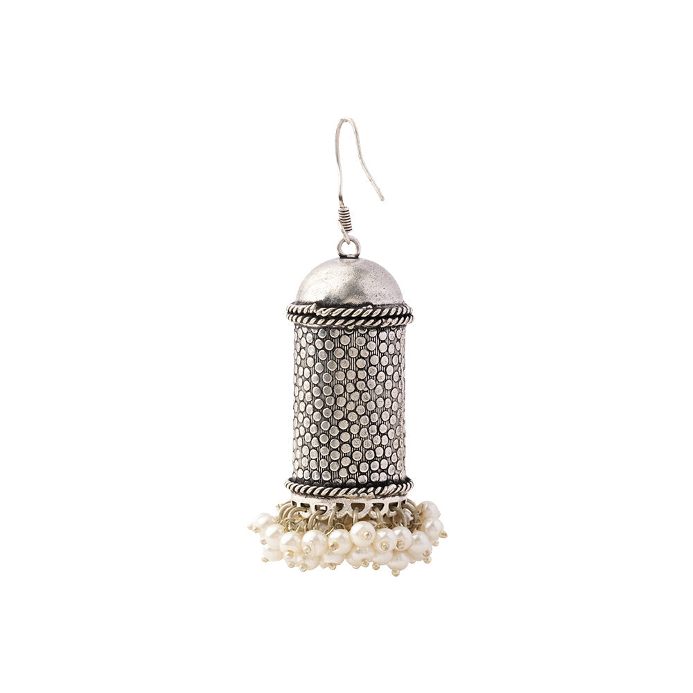 Chamkeeli- Silver Brass Pearl Dangler Earrings