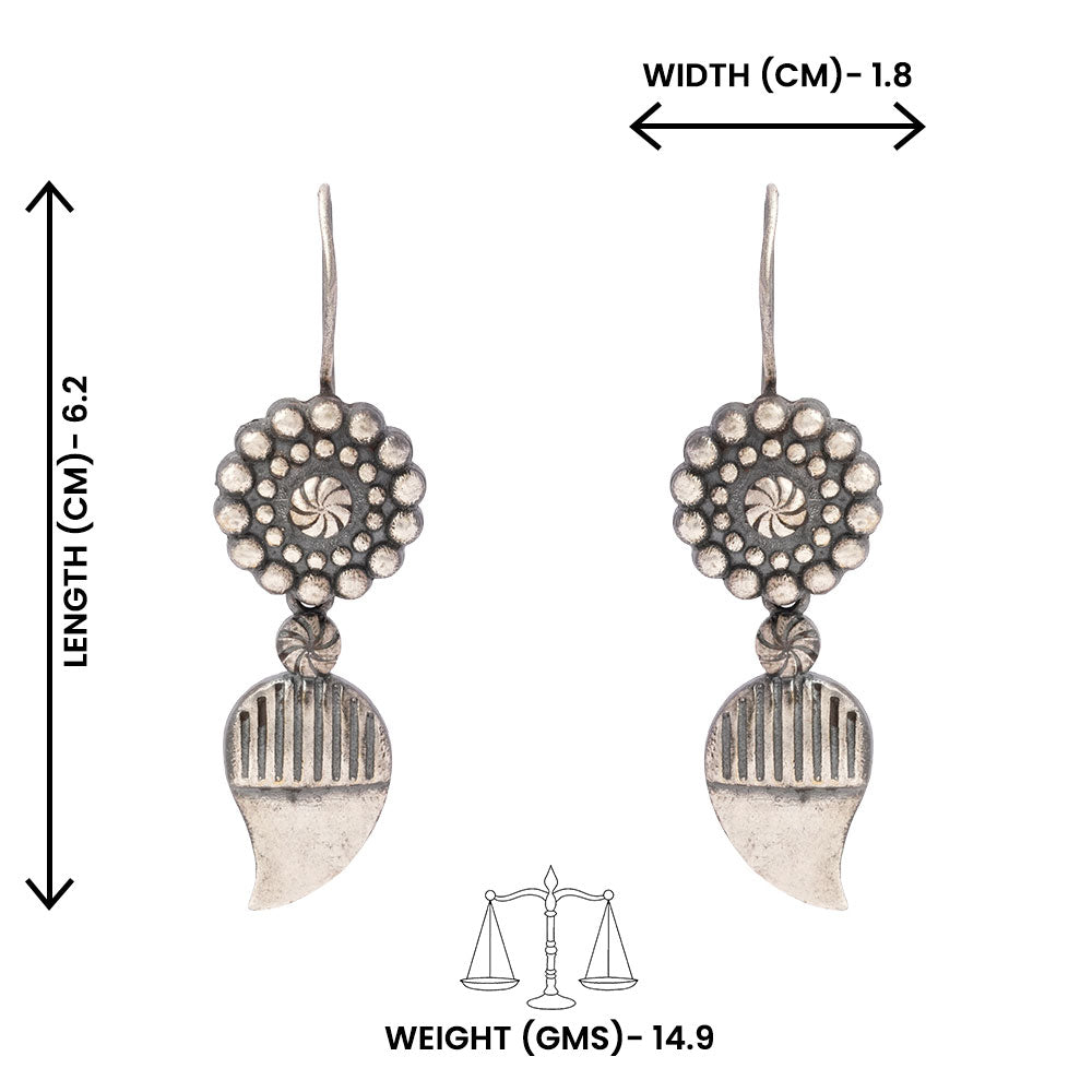 PushpKairi- Silver Brass Oxidised dangler earrings