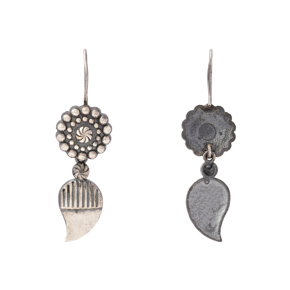 PushpKairi- Silver Brass Oxidised dangler earrings