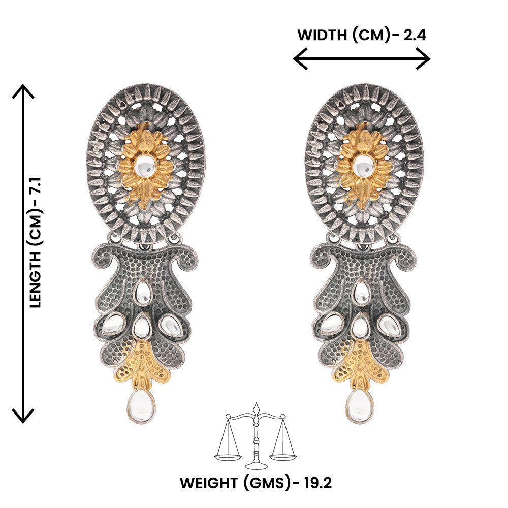 DwiVarna- Silver Brass Oxidised dangler earrings