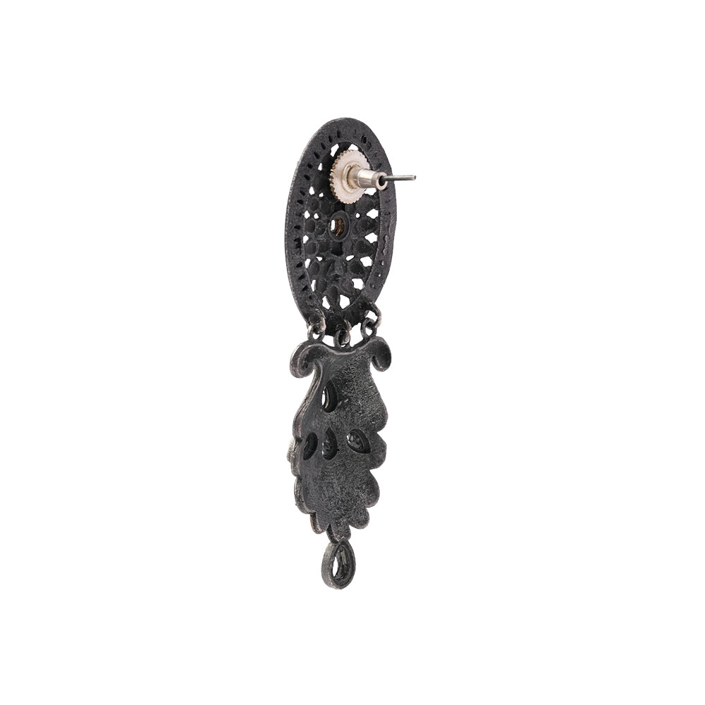 DwiVarna- Silver Brass Oxidised dangler earrings