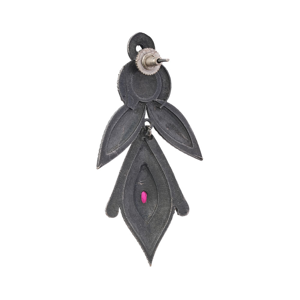 Patra- Silver Brass Oxidised Dangler earrings