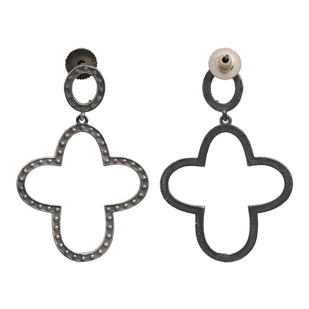 Patrali- Silver Brass Oxidised dangler earrings