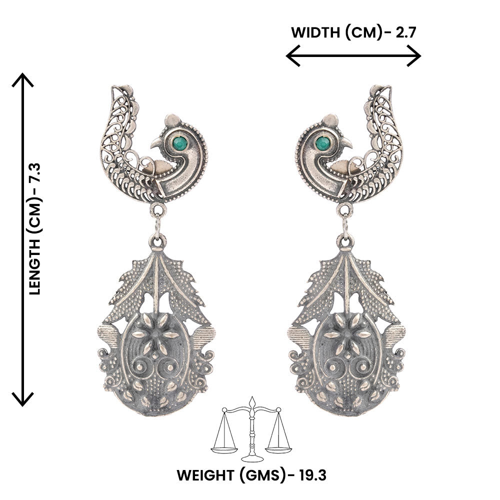 Suvarna- Silver Brass Oxidised dangler earrings
