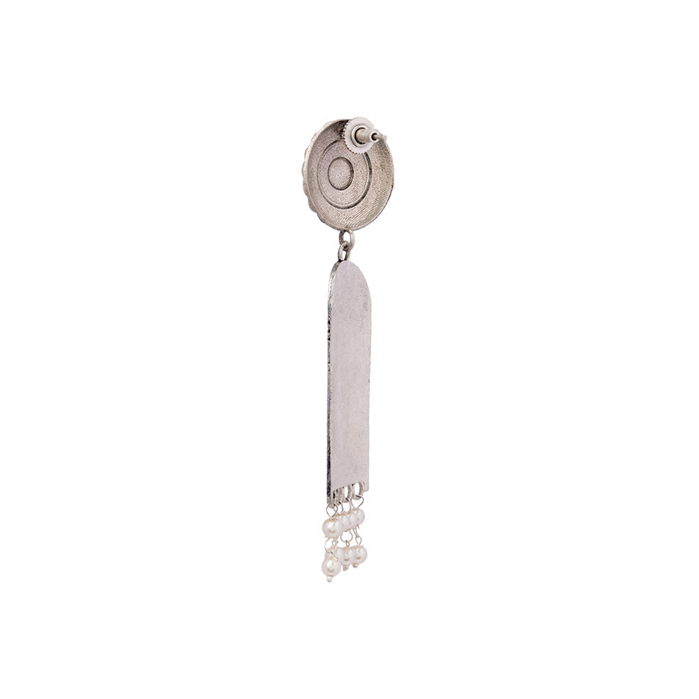 Jharokha- Silver Brass Oxidised Dangler earrings