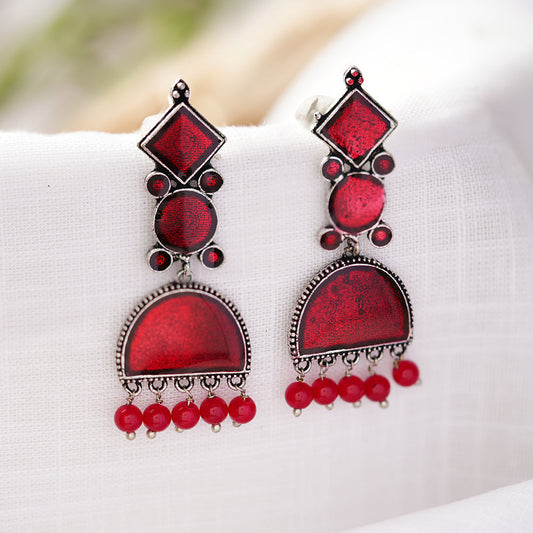 Aakar- Silver Brass dangler earrings