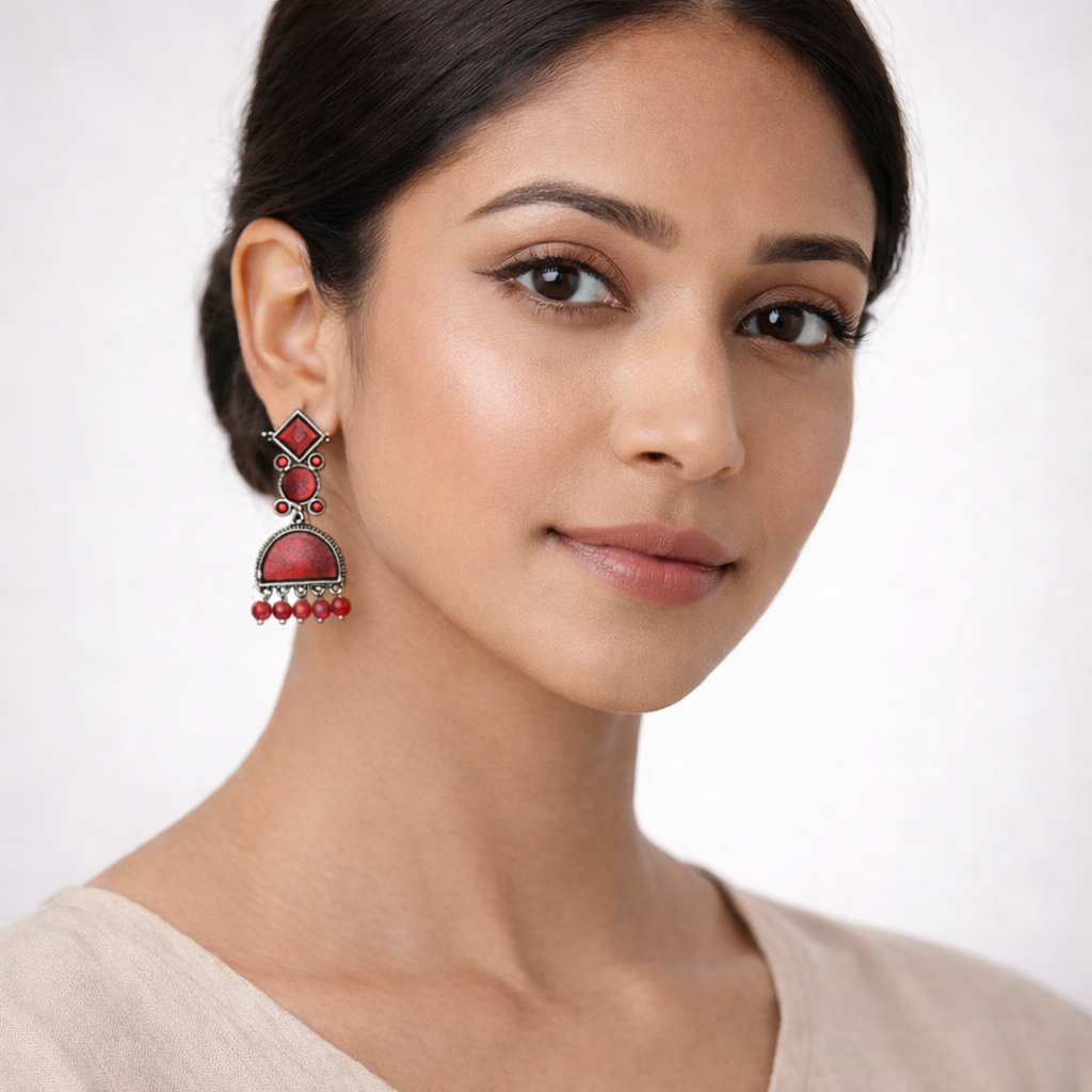 Aakar- Silver Brass dangler earrings