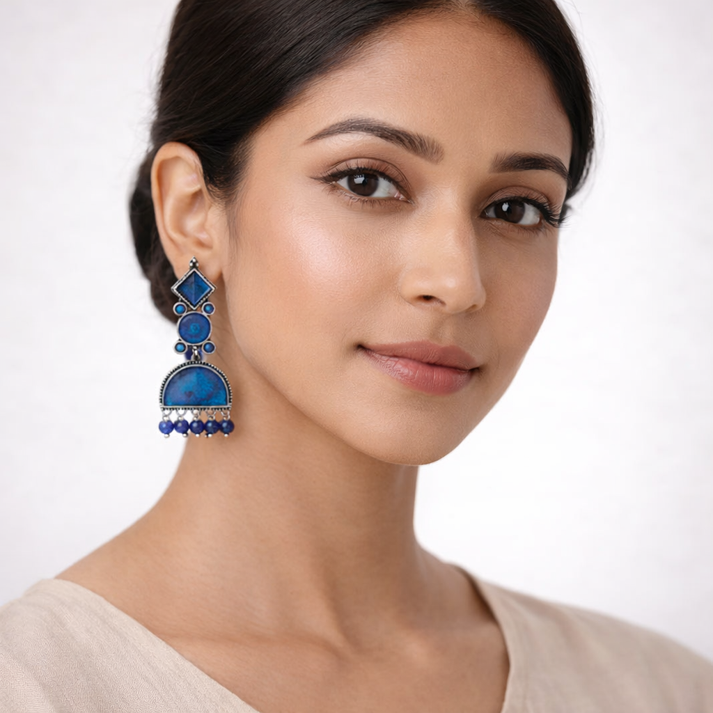 Aakar- Silver Brass dangler earrings