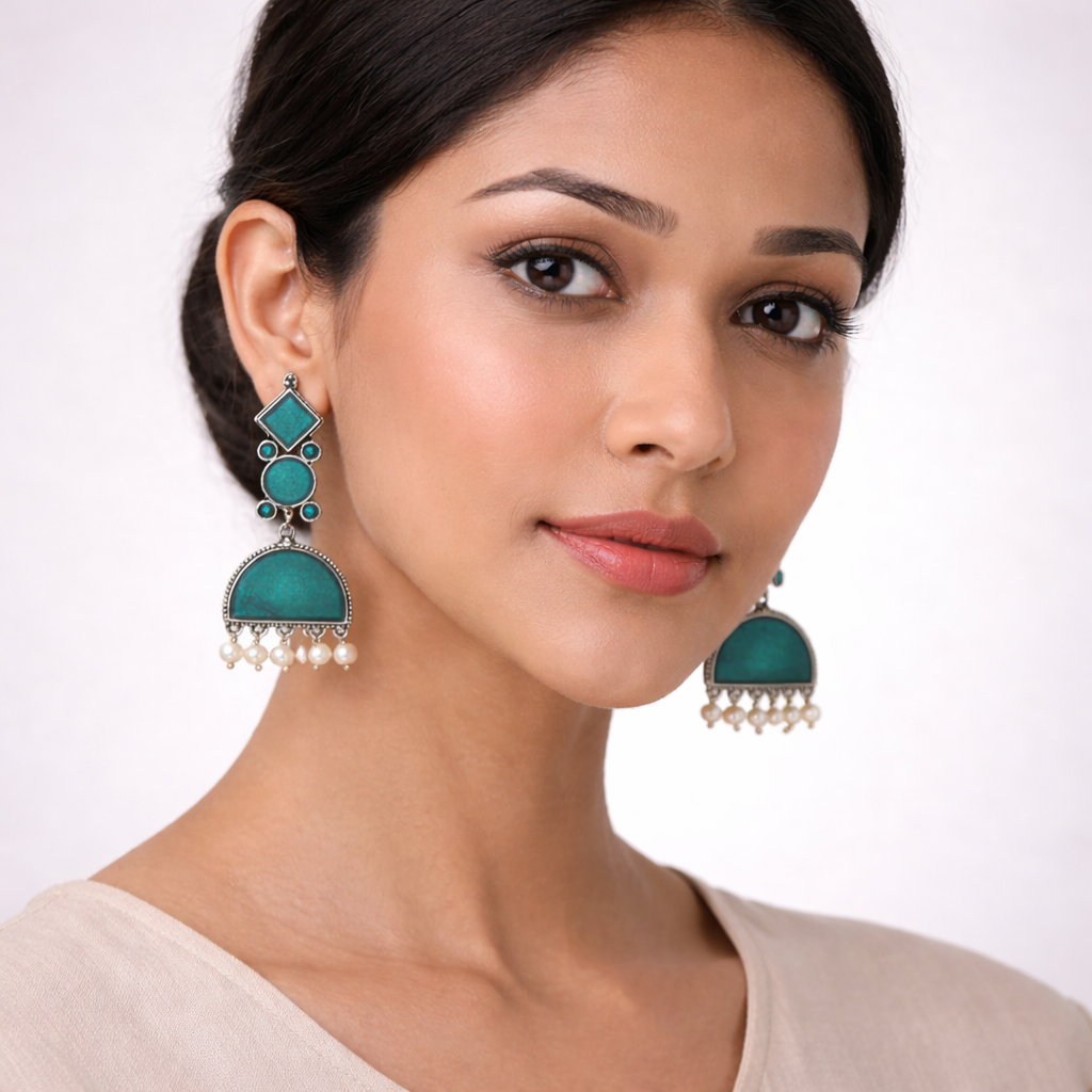 Aakar- Silver Brass dangler earrings
