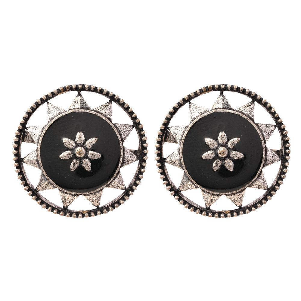 Ratrisara- Silver Brass Stone-Studded Stud Earrings
