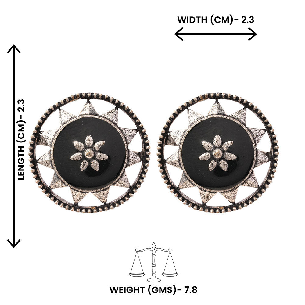 Ratrisara- Silver Brass Stone-Studded Stud Earrings