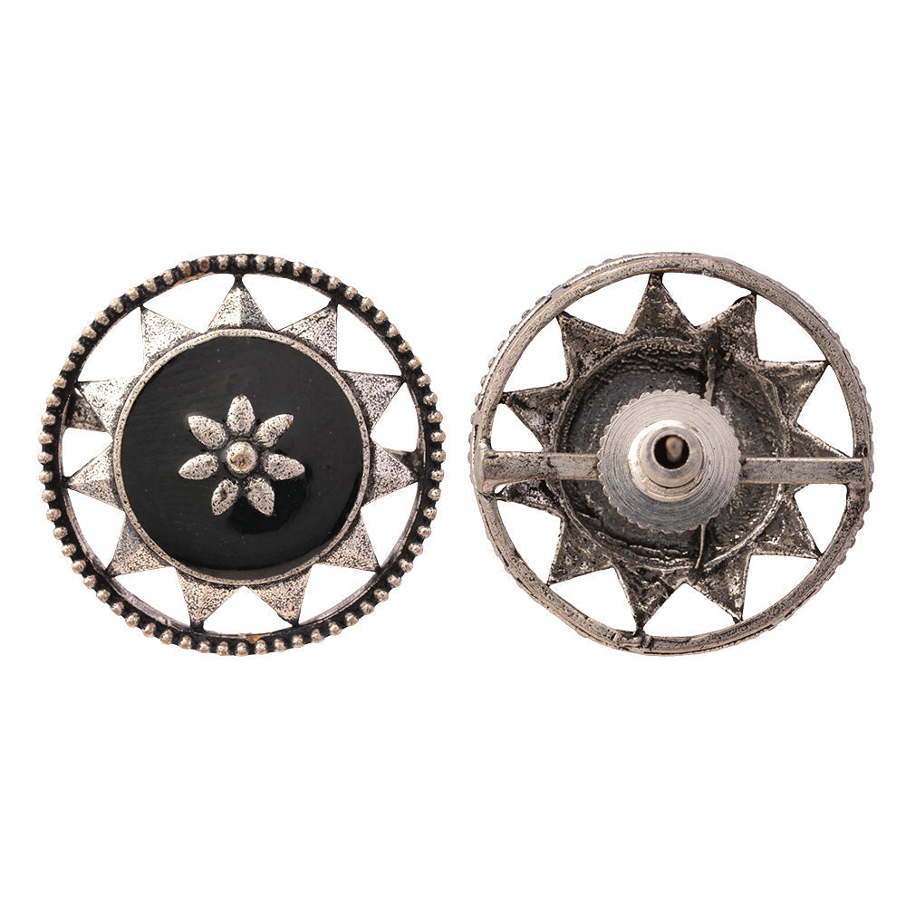 Ratrisara- Silver Brass Stone-Studded Stud Earrings