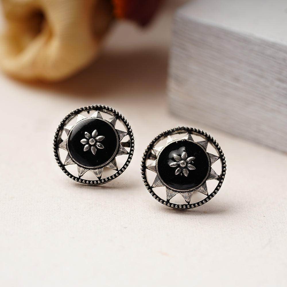 Ratrisara- Silver Brass Stone-Studded Stud Earrings