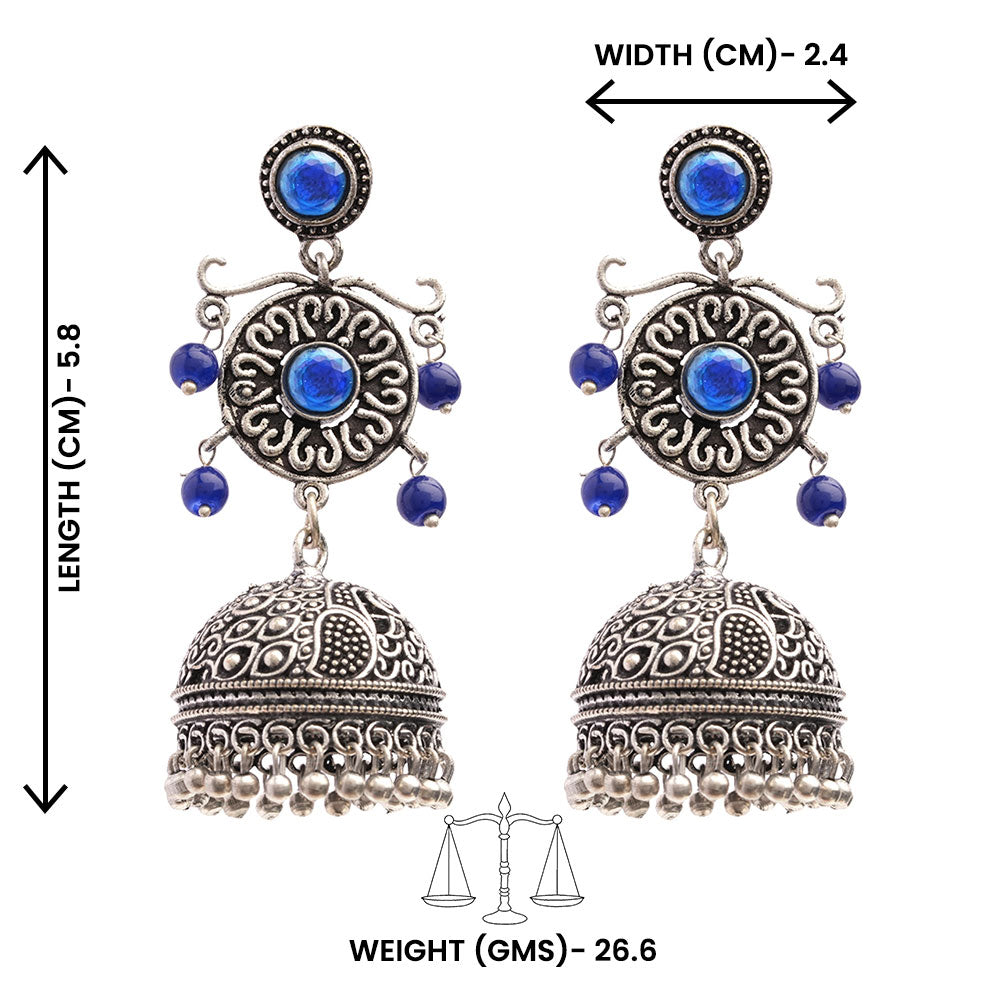 Mallika- Silver Toned Brass Jhumka Earrings