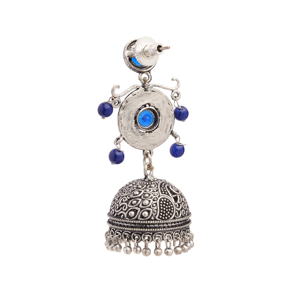 Mallika- Silver Toned Brass Jhumka Earrings