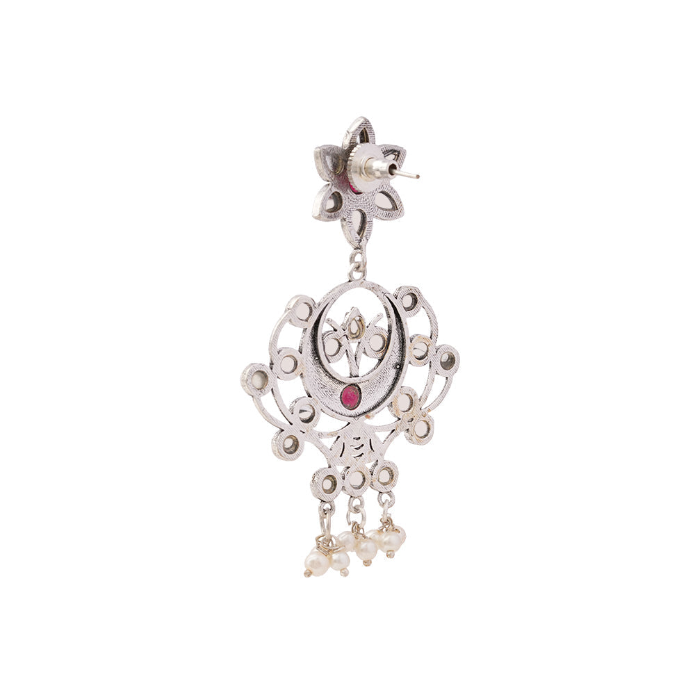 Dhaval- Silver Brass Oxidised dangler earrings(Multicolored)