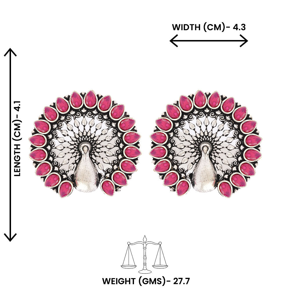 Morika- Silver Brass Oxidised Stud Earrings