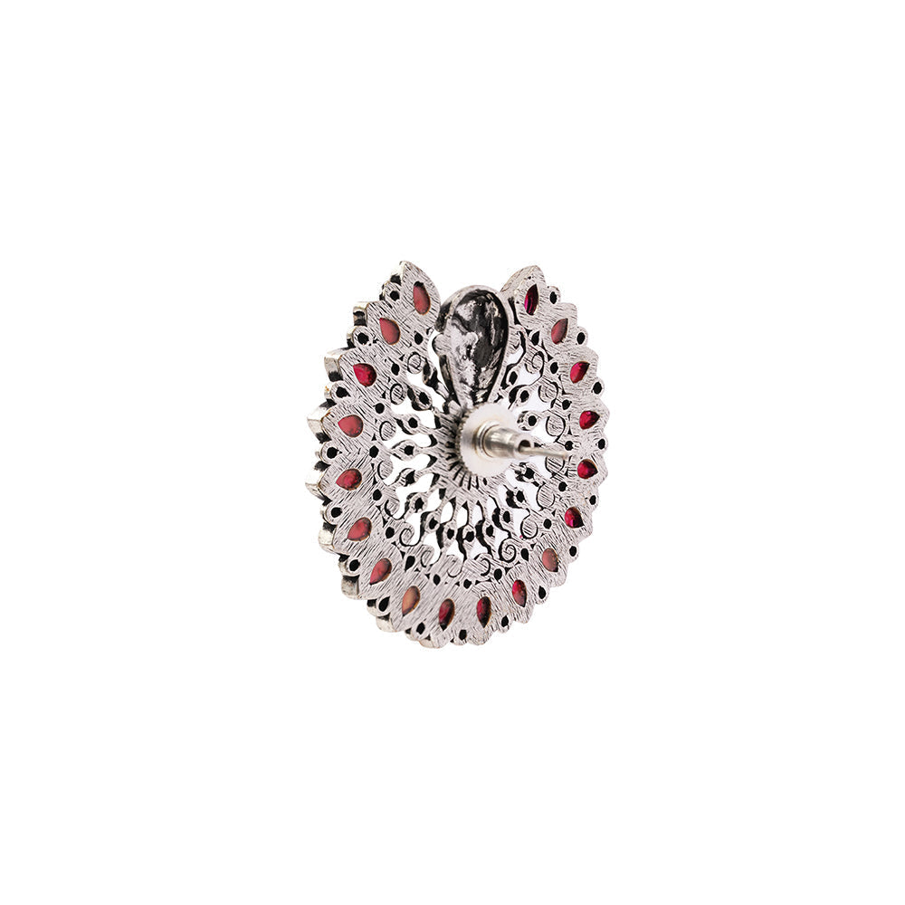 Morika- Silver Brass Oxidised Stud Earrings