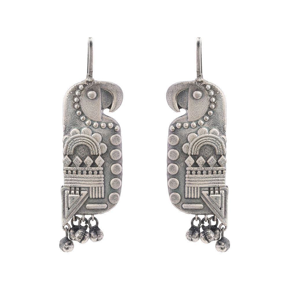 Kalrav – Silver-Toned Handcrafted Brass Dangler Earrings