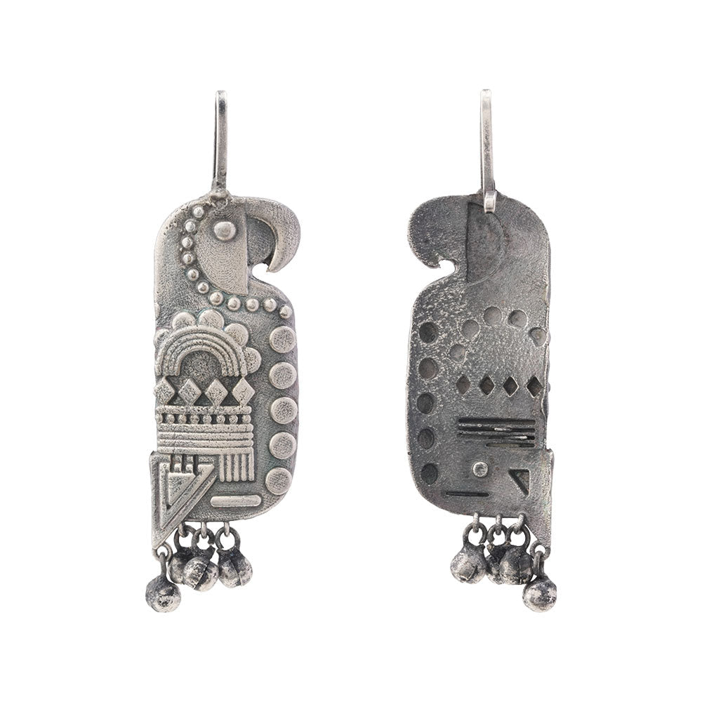 Kalrav – Silver-Toned Handcrafted Brass Dangler Earrings