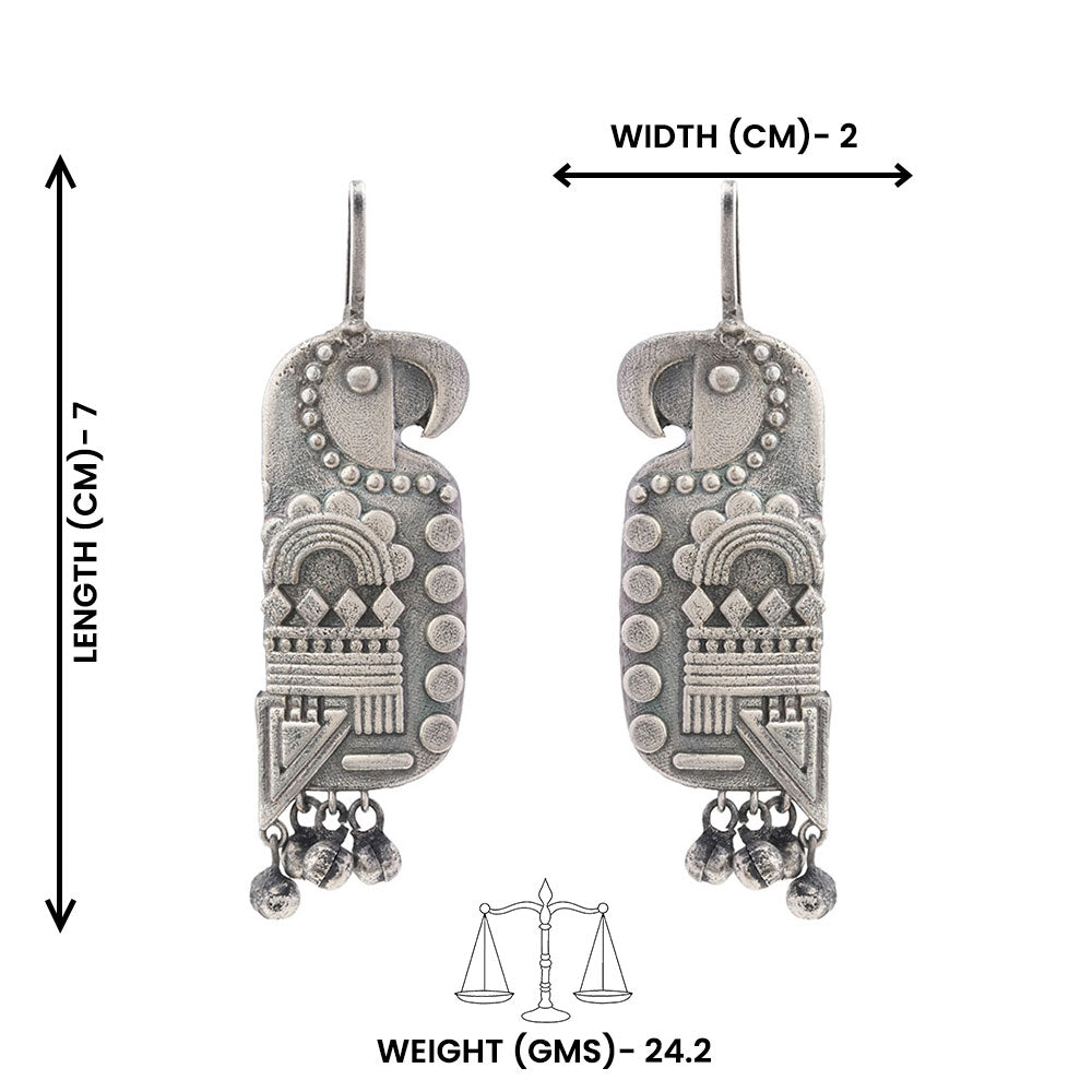 Kalrav – Silver-Toned Handcrafted Brass Dangler Earrings