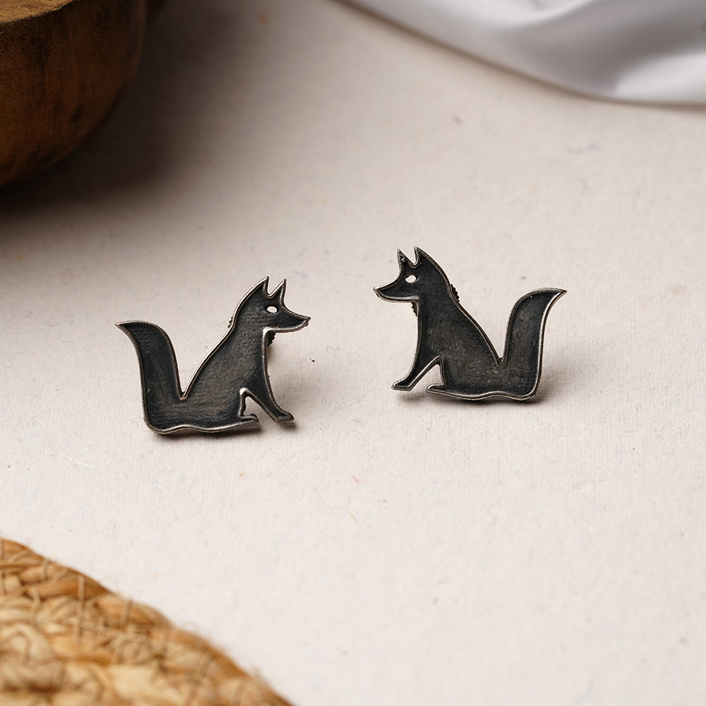 Nayana- Silver Brass oxidised stud earrings