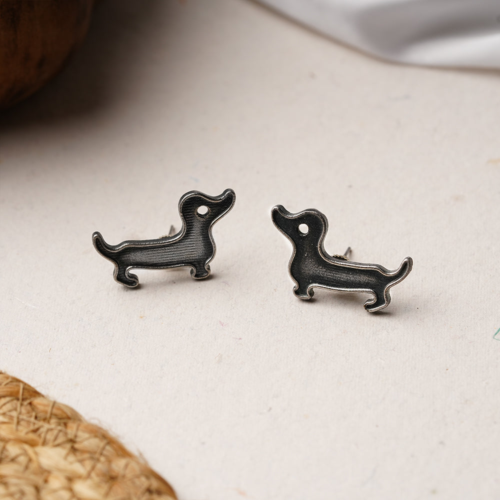 Bhola- Silver Brass oxidised stud earrings