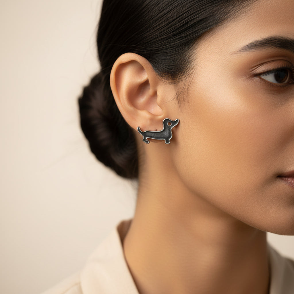 Bhola- Silver Brass oxidised stud earrings