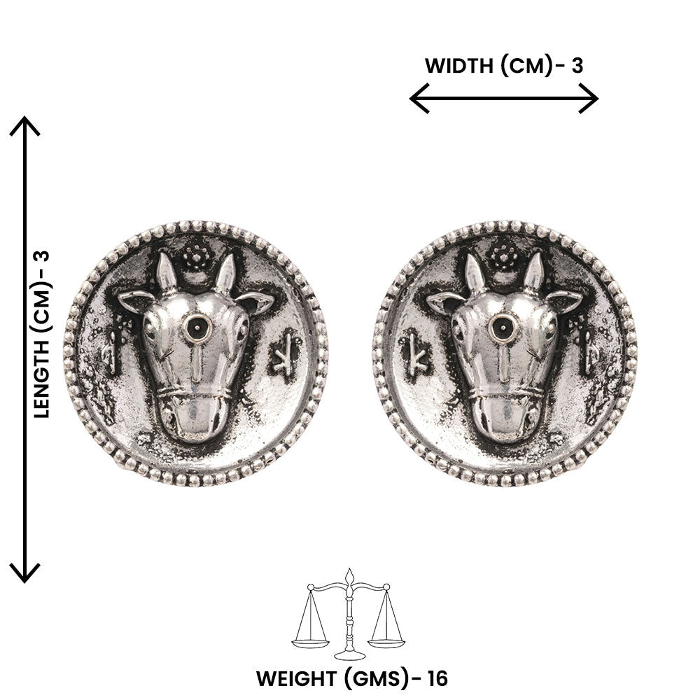 Rupvrish- Silver Brass oxidised stud earrings