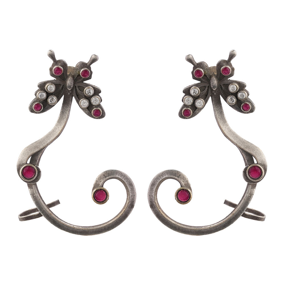 Shyamroop- Silver Brass Oxidised Stud Earrings