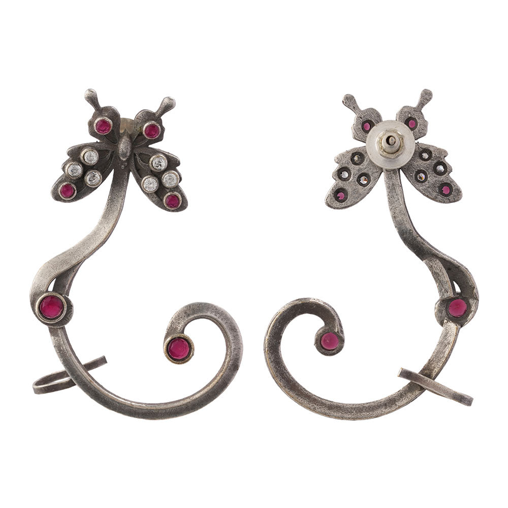 Shyamroop- Silver Brass Oxidised Stud Earrings