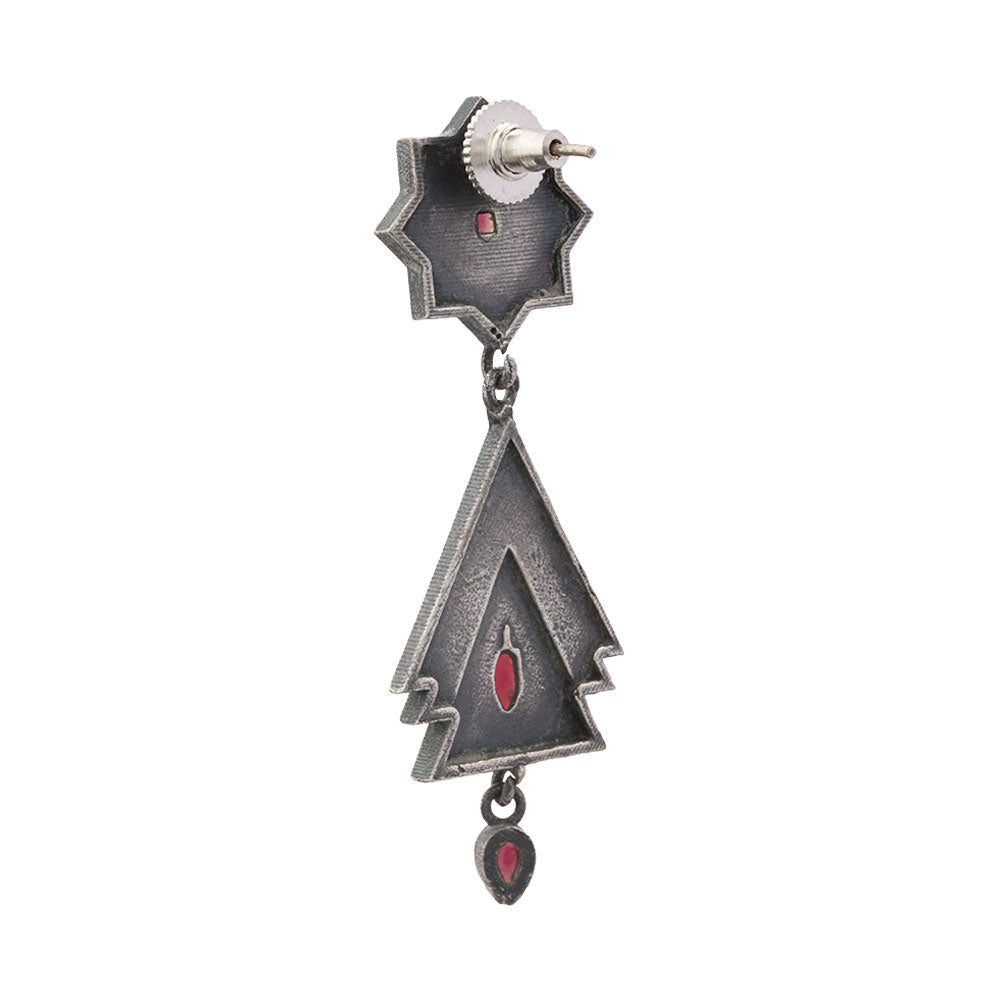 Triratna- Silver Brass Oxidised Dangler earrings