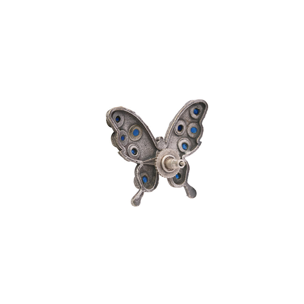 Titli- Silver oxidised Stone-Studded stud earrings(Blue)