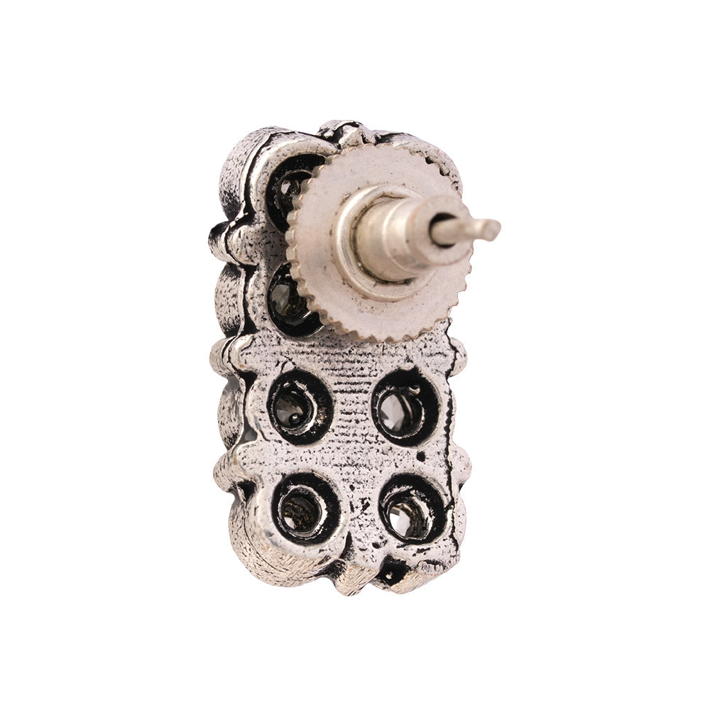 Roshni- Silver Brass Kundan Studded Stud Earrings