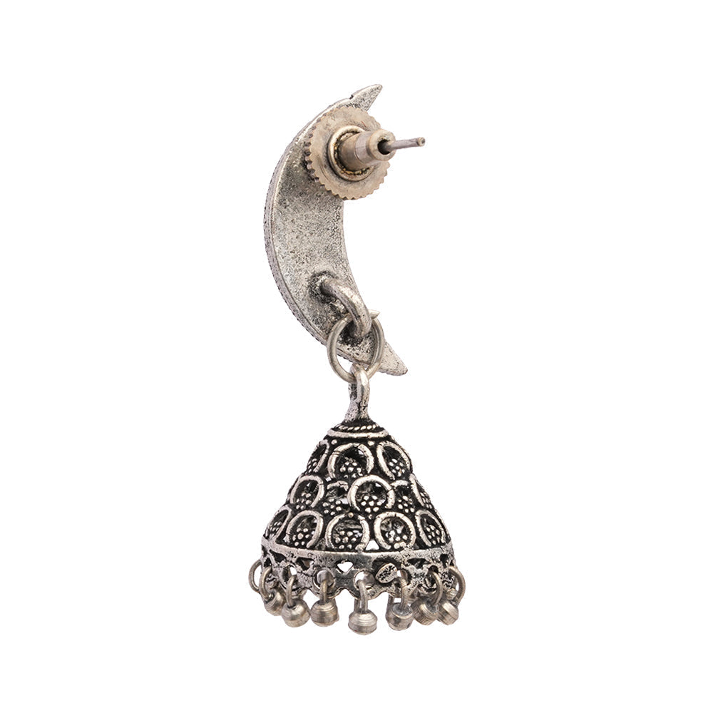 Shashi- Silver Brass oxidised jhumki earrings