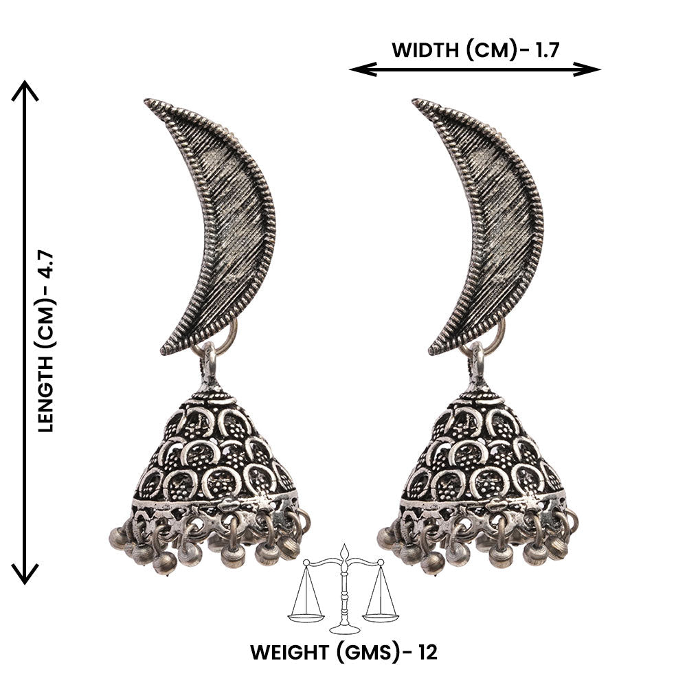 Shashi- Silver Brass oxidised jhumki earrings