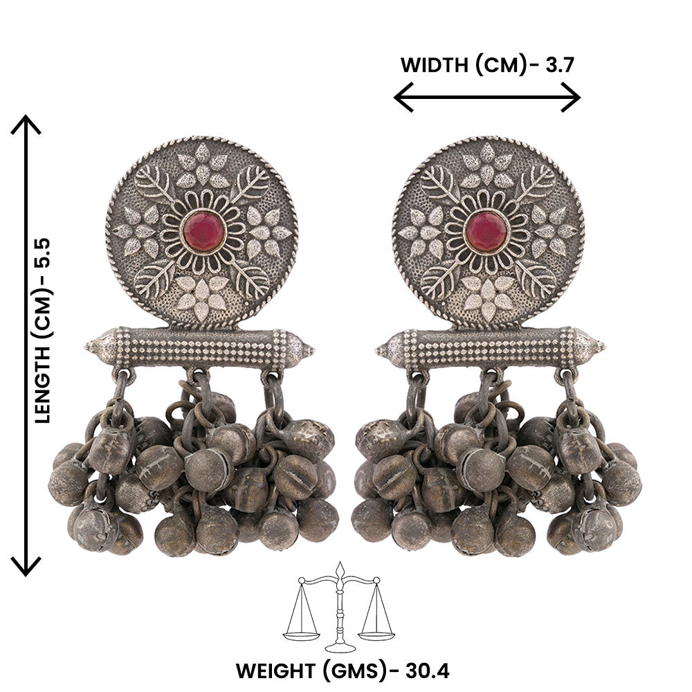 ShahiFarmaan- Silver Brass ghunghroo stud earrings