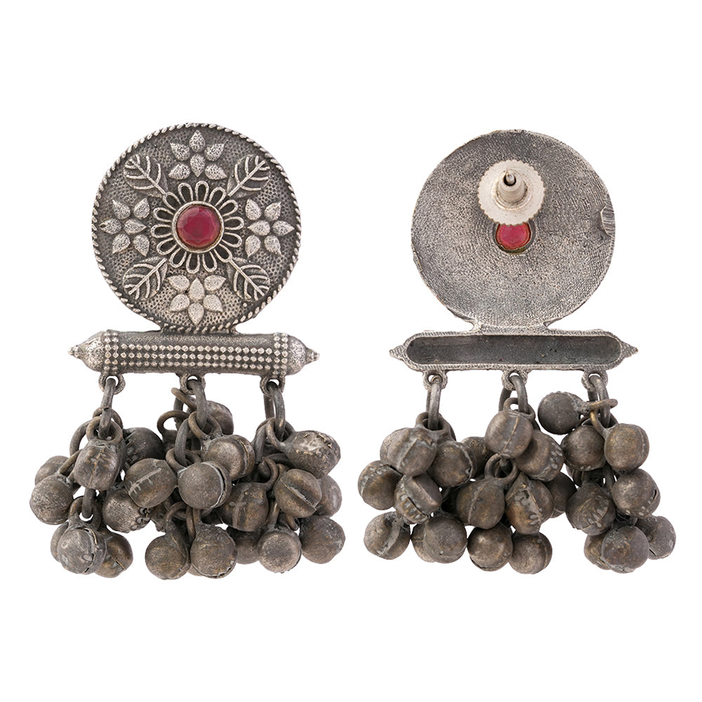 ShahiFarmaan- Silver Brass ghunghroo stud earrings