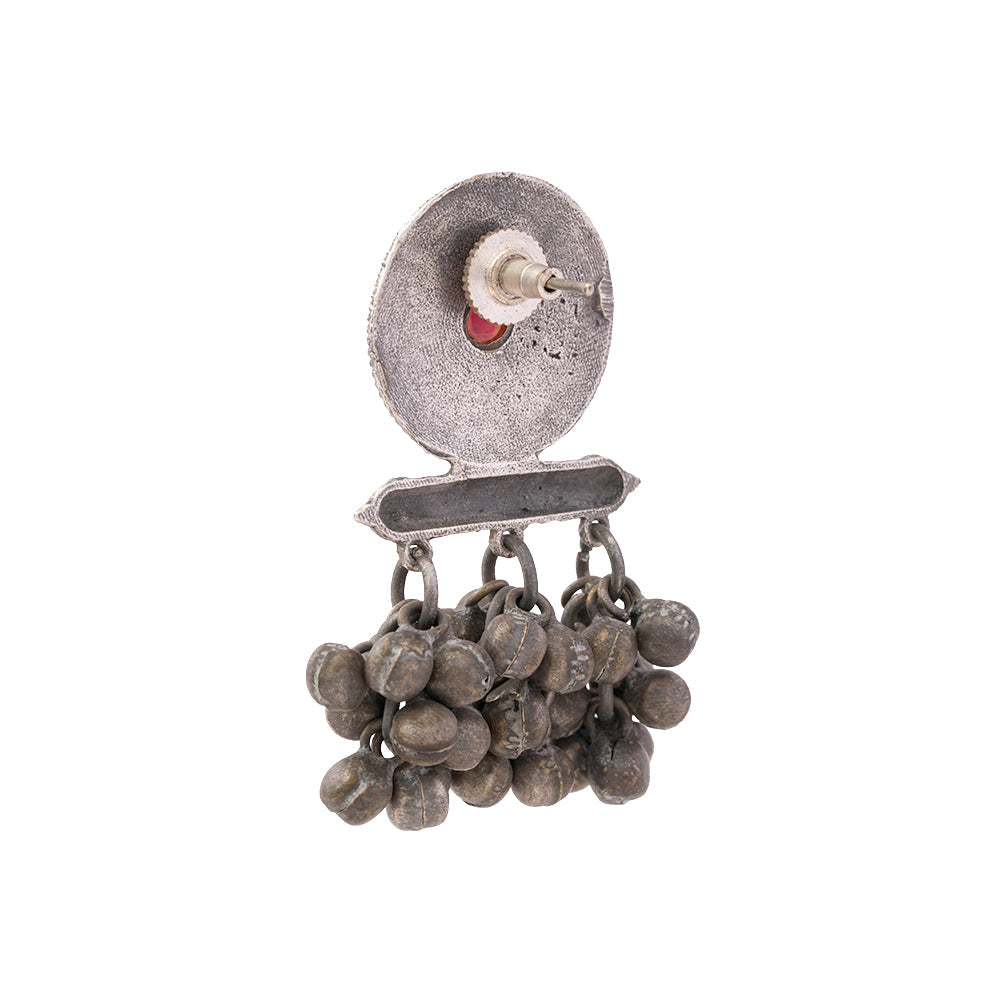 ShahiFarmaan- Silver Brass ghunghroo stud earrings