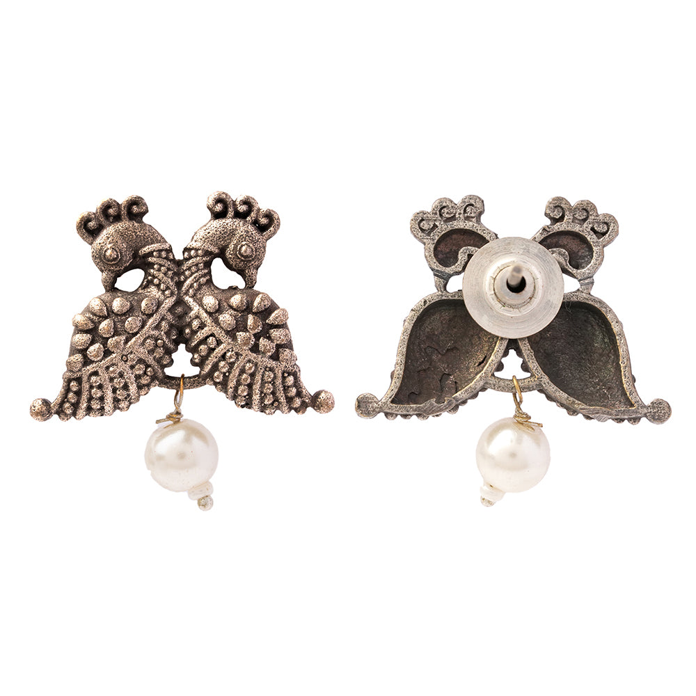 Morita- Silver Brass Oxidised Stud Earrings