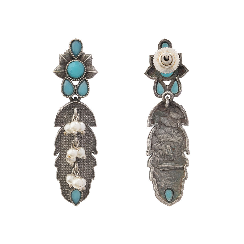 MotiPatra- Silver Brass Pearl dangler earrings