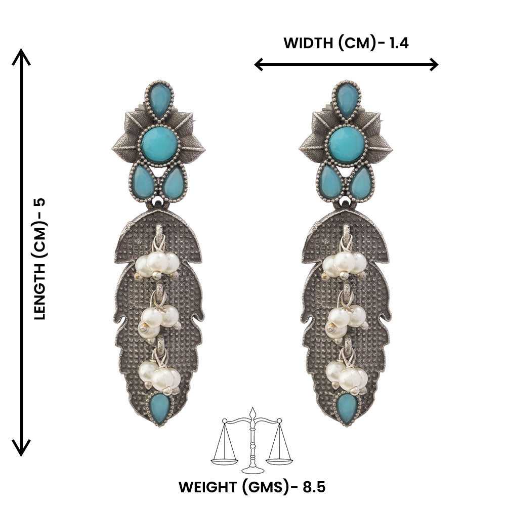 MotiPatra- Silver Brass Pearl dangler earrings