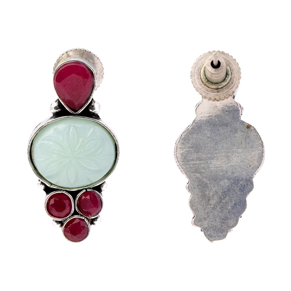 ShilpaRatna- Brass Stone-Studded stud earrings(Green)