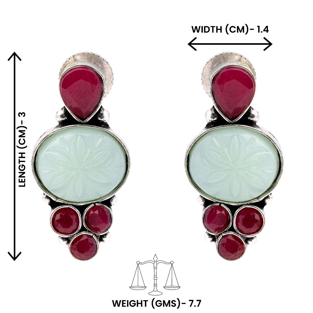 ShilpaRatna- Brass Stone-Studded stud earrings(Green)