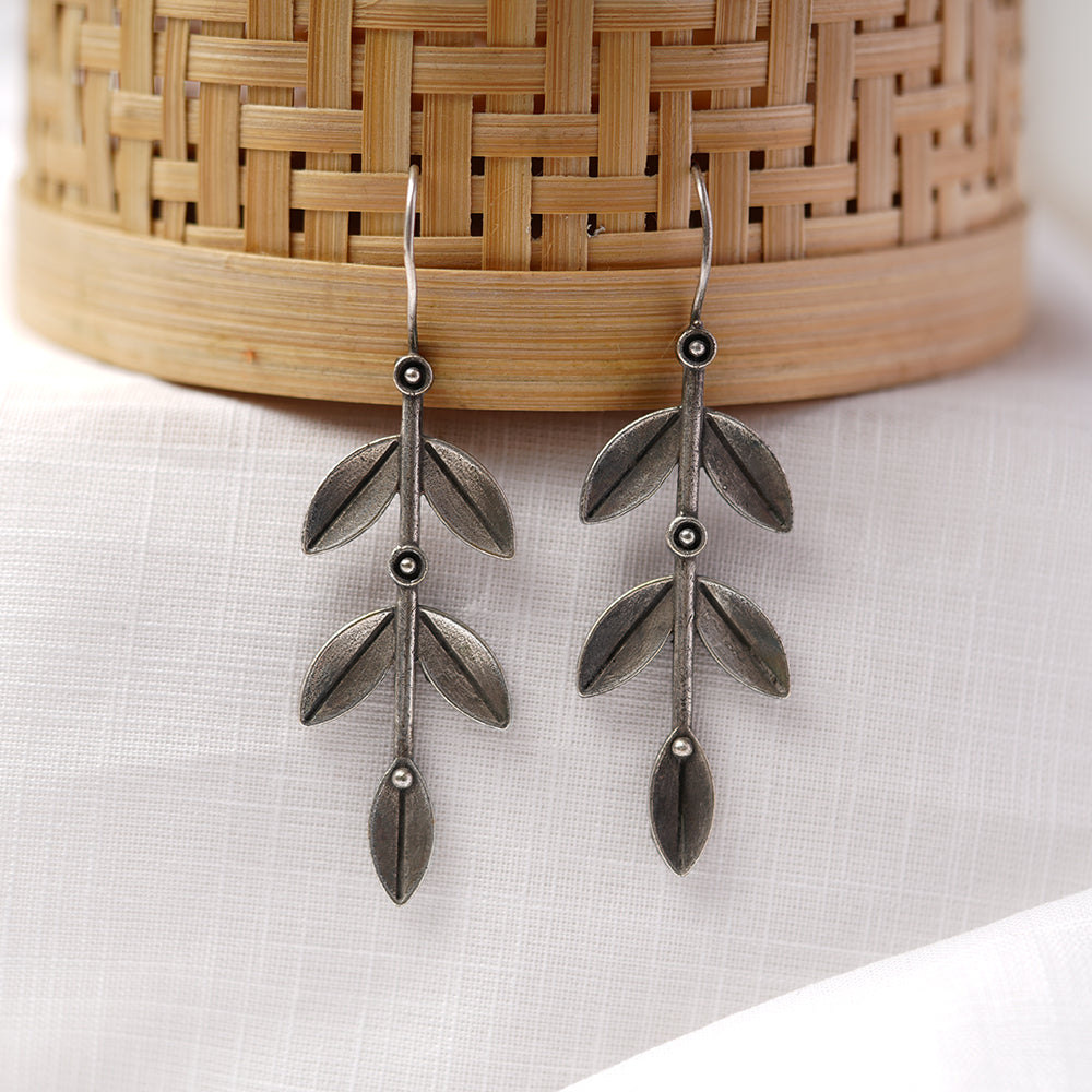 Parna- Silver Brass Oxidised Dangler Earrings